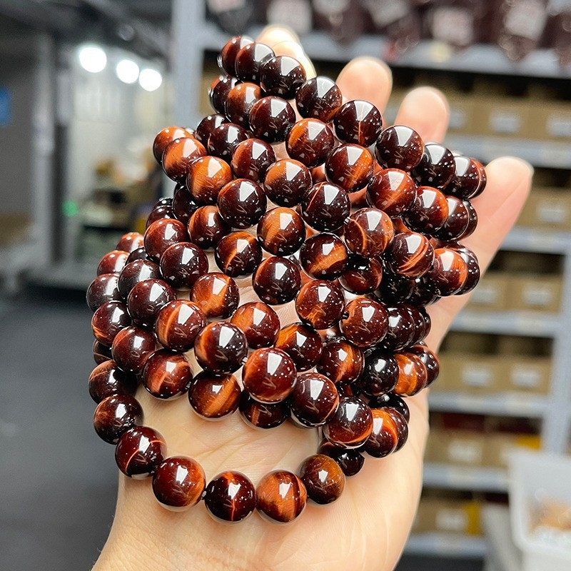 Jingdong Jewelry Brățară unisex minimalistă cu mărgele rotunde, piatră ochi de tigru galben natural, 7A