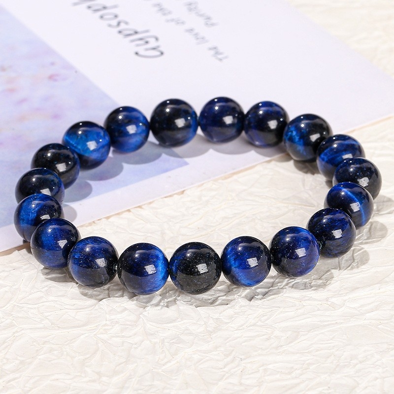 Jingdong Jewelry Brățară unisex minimalistă cu mărgele rotunde, piatră ochi de tigru galben natural, 7A