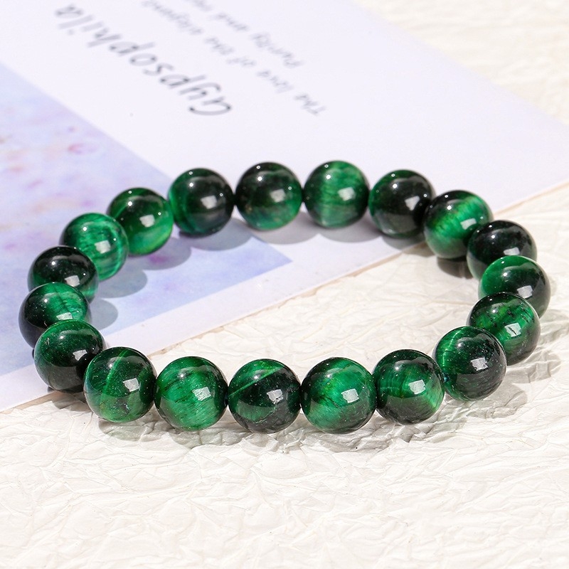Jingdong Jewelry Brățară unisex minimalistă cu mărgele rotunde, piatră ochi de tigru galben natural, 7A