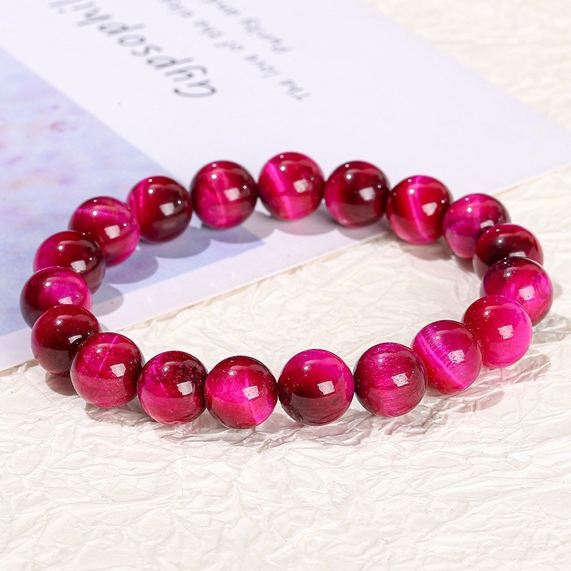 Jingdong Jewelry Brățară unisex minimalistă cu mărgele rotunde, piatră ochi de tigru galben natural, 7A
