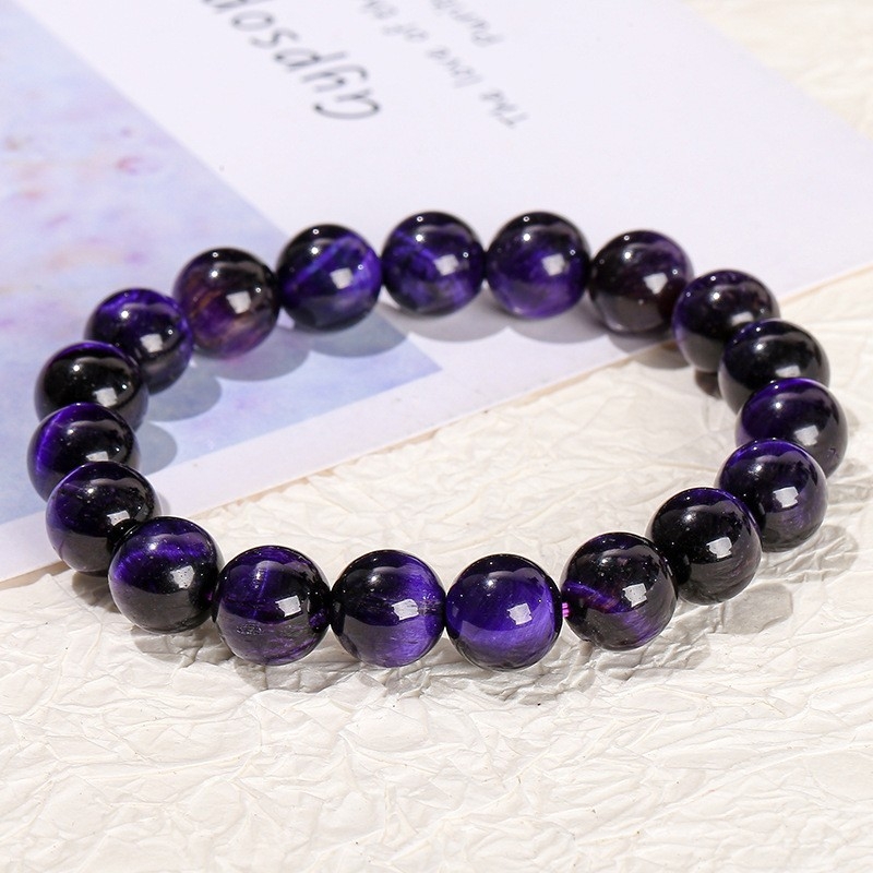 Jingdong Jewelry Brățară unisex minimalistă cu mărgele rotunde, piatră ochi de tigru galben natural, 7A