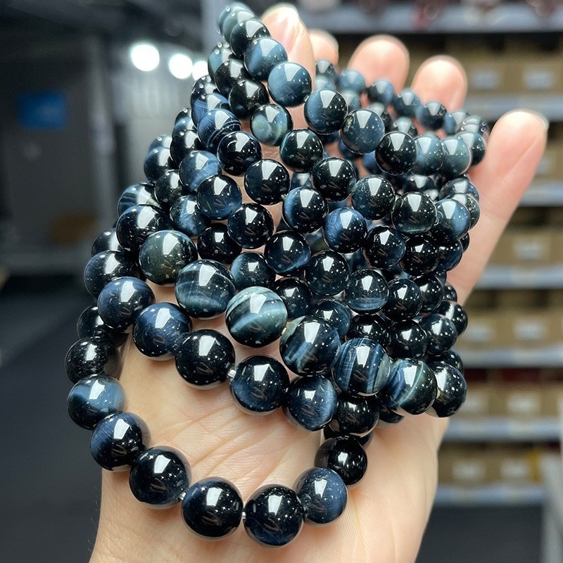 Jingdong Jewelry Brățară unisex minimalistă cu mărgele rotunde, piatră ochi de tigru galben natural, 7A