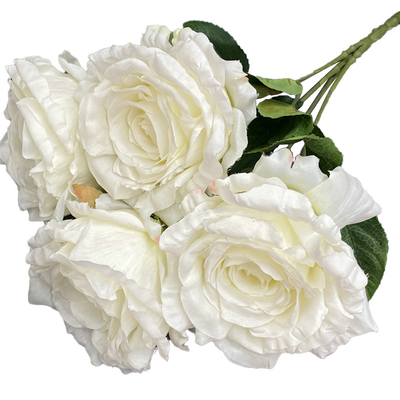 5 stabljika umjetnog Thai Queen Rose od svile za vjenčanu dekoraciju, rekviziti za fotografiju i ukrašavanje doma