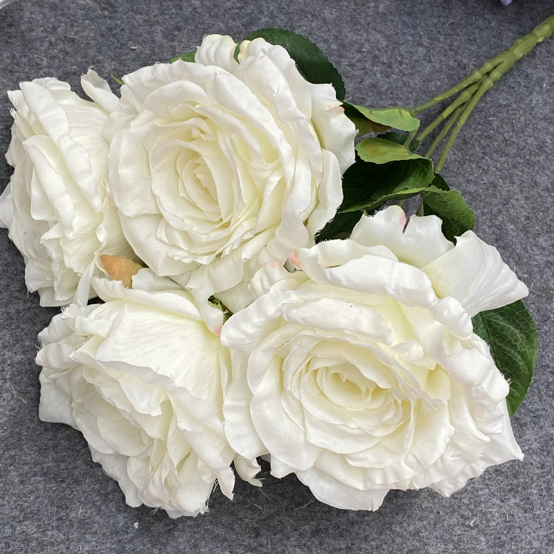 5 stabljika umjetnog Thai Queen Rose od svile za vjenčanu dekoraciju, rekviziti za fotografiju i ukrašavanje doma
