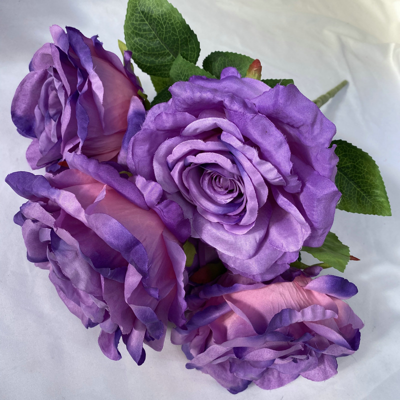 5 stabljika umjetnog Thai Queen Rose od svile za vjenčanu dekoraciju, rekviziti za fotografiju i ukrašavanje doma