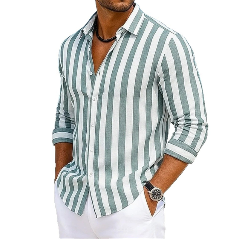 Muška ležerna košulja s dugim rukavima i prugama, uski kroj (slim-fit), poslovni stil, u 15 boja