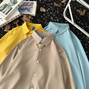 Muška košulja s dugim rukavima, ležernog kroja, bijela jednobojna, korejski stil, casual radna odjeća za ljeto i jesen