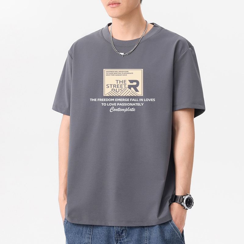 7A antibakterijski pamučni T-shirt s okruglim izrezom za muškarce, kratki rukav, ljeto 2025, opušten kroj