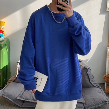 Muški dugi rukav sweatshirt s fleece podstavom, ležerna silueta, jesen 2021, jednobojna, okrugli izrez