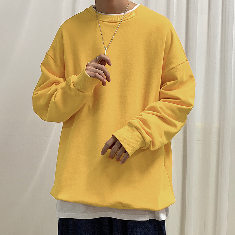 Muški dugi rukav sweatshirt s fleece podstavom, ležerna silueta, jesen 2021, jednobojna, okrugli izrez