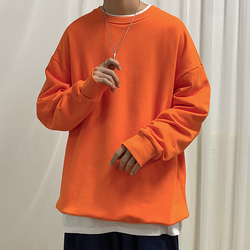 Muški dugi rukav sweatshirt s fleece podstavom, ležerna silueta, jesen 2021, jednobojna, okrugli izrez