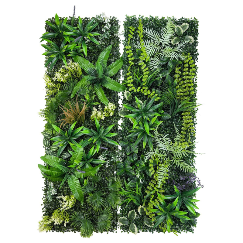40×120 cm Mesterséges növényi fal, háromdimenziós élethű zöld növények és művirágok háttér dekorációhoz