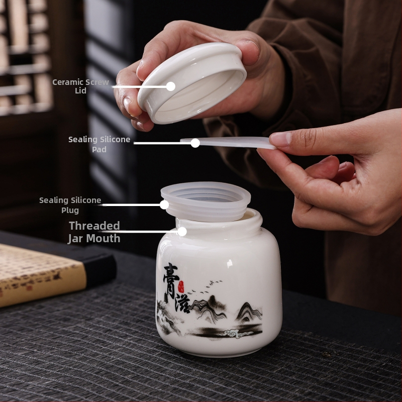 Keramički spremnik za pastu sa zavojnim poklopcem, 250 ml, zatvoreni spremnik za biljne paste, Yu Ling pastu te skladištenje i doziranje tradicionalne kineske medicine.