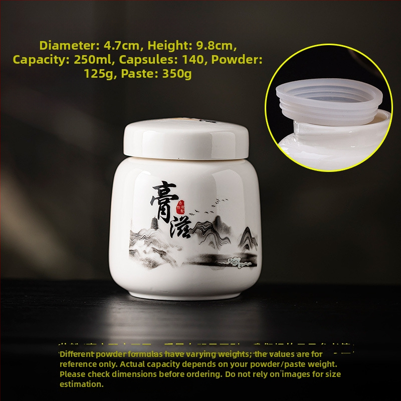 Keramički spremnik za pastu sa zavojnim poklopcem, 250 ml, zatvoreni spremnik za biljne paste, Yu Ling pastu te skladištenje i doziranje tradicionalne kineske medicine.