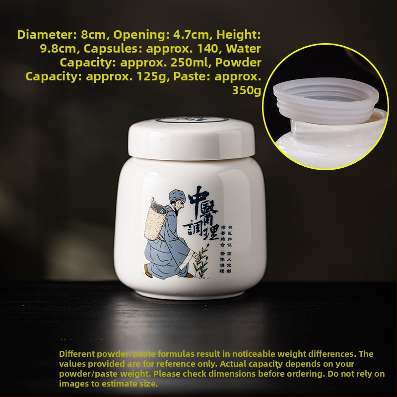Keramički spremnik za pastu sa zavojnim poklopcem, 250 ml, zatvoreni spremnik za biljne paste, Yu Ling pastu te skladištenje i doziranje tradicionalne kineske medicine.