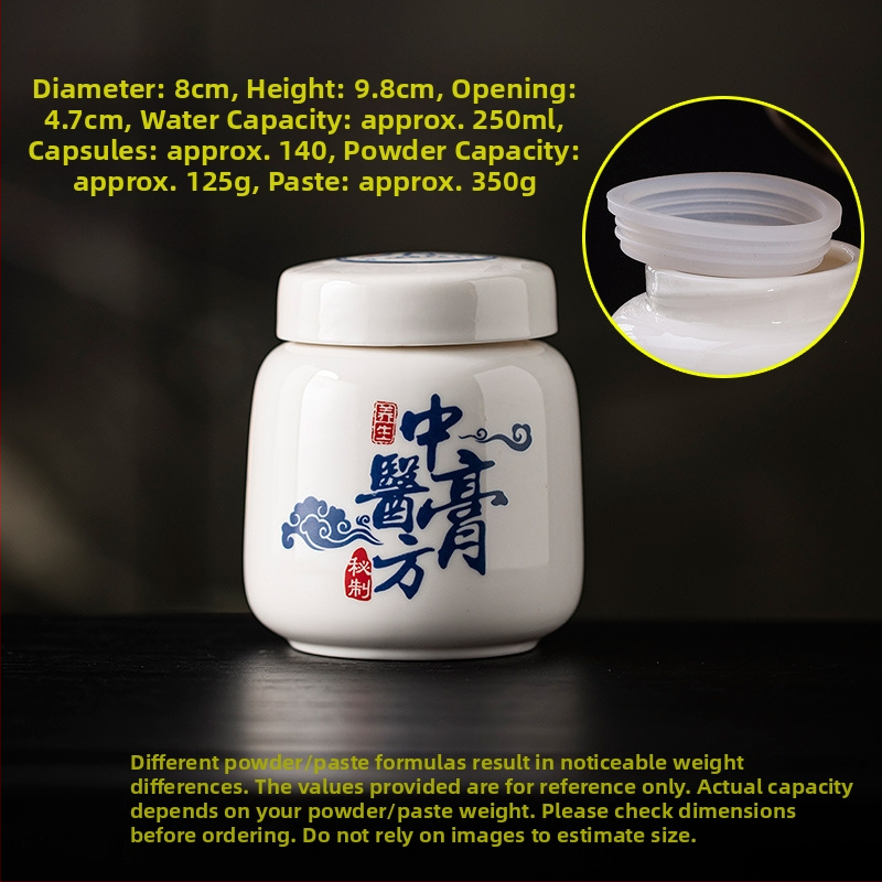 Keramički spremnik za pastu sa zavojnim poklopcem, 250 ml, zatvoreni spremnik za biljne paste, Yu Ling pastu te skladištenje i doziranje tradicionalne kineske medicine.