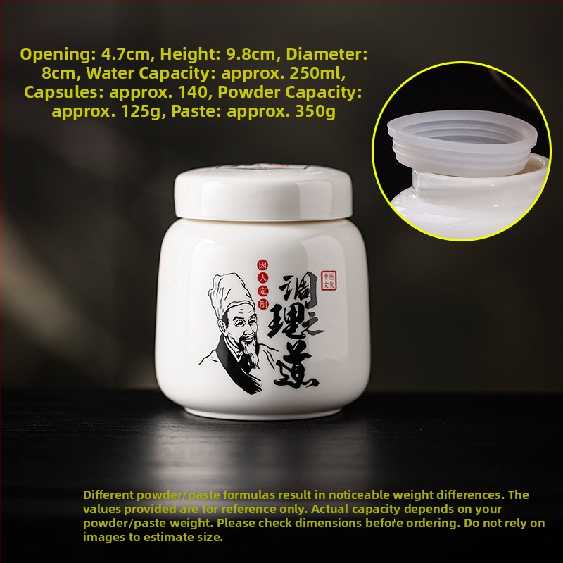 Keramički spremnik za pastu sa zavojnim poklopcem, 250 ml, zatvoreni spremnik za biljne paste, Yu Ling pastu te skladištenje i doziranje tradicionalne kineske medicine.