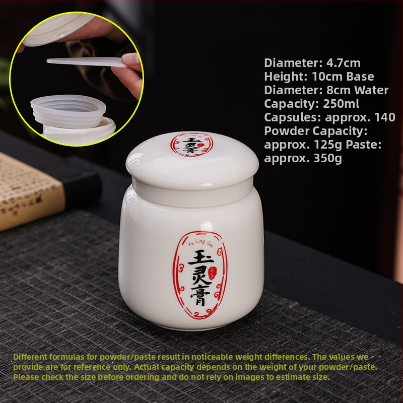 Keramički spremnik za pastu sa zavojnim poklopcem, 250 ml, zatvoreni spremnik za biljne paste, Yu Ling pastu te skladištenje i doziranje tradicionalne kineske medicine.
