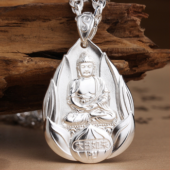 Unisex ogrlica s Bodhisattva privjeskom od srebra 999, koja prikazuje četiri Bodhisattva