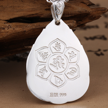 Unisex ogrlica s Bodhisattva privjeskom od srebra 999, koja prikazuje četiri Bodhisattva