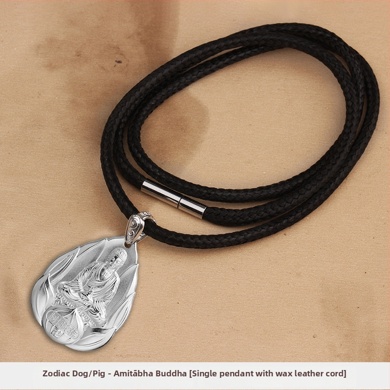 Unisex ogrlica s Bodhisattva privjeskom od srebra 999, koja prikazuje četiri Bodhisattva