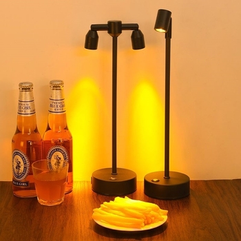 Lampa za barovu atmosferu na stol, dvostruka glava, visok stup reflektora, punjiva