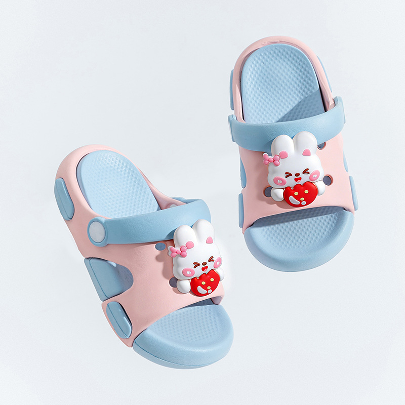 Slapi de vară pentru copii, antiderapante, unisex, design iepuraș, două culori