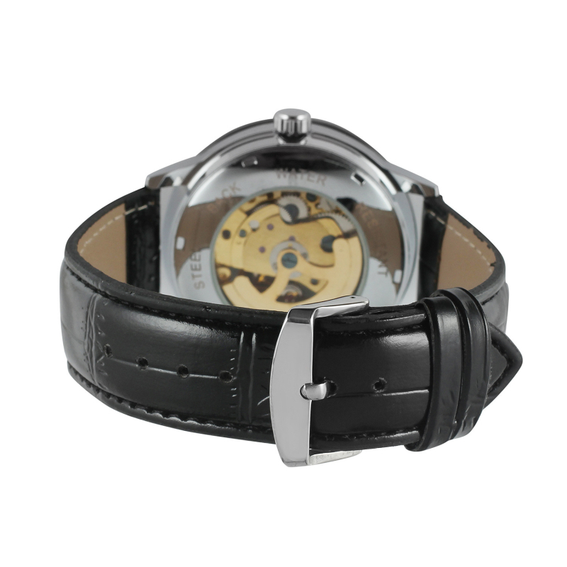 T-WINNER Ceas skeleton cu cadran circular, automat mecanic, unisex