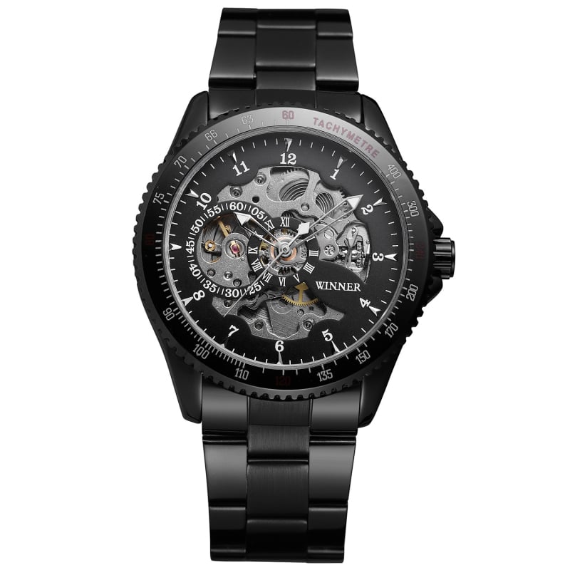 T-WINNER Ceas skeleton cu cadran circular, automat mecanic, unisex