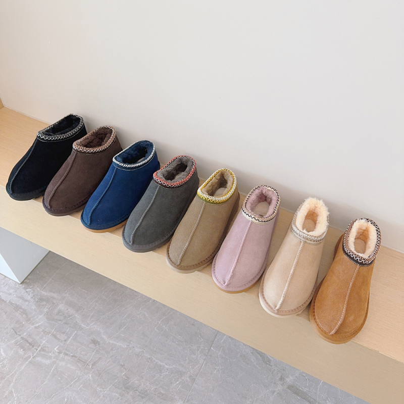 Ghete de zăpadă tricotate în stil etnic, croială joasă, Slip-On, căptușite cu blană artificială, calde