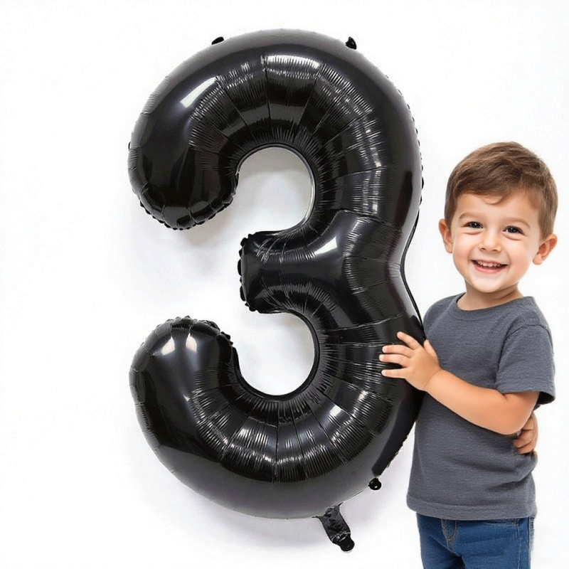 Balon numeric negru din folie de aluminiu, de 40 inch, pentru petreceri de ziua de naștere și sesiuni foto