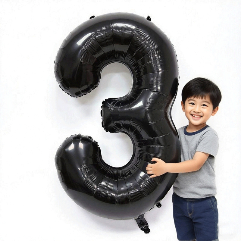 Balon numeric negru din folie de aluminiu, de 40 inch, pentru petreceri de ziua de naștere și sesiuni foto