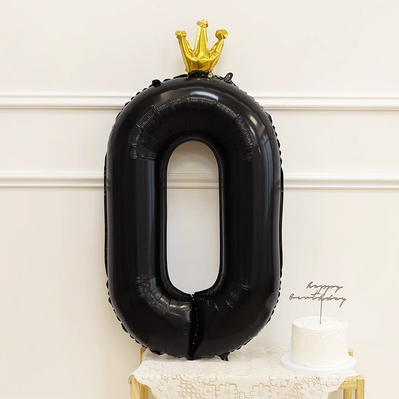Balon numeric negru din folie de aluminiu, de 40 inch, pentru petreceri de ziua de naștere și sesiuni foto
