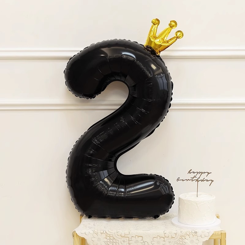 Balon numeric negru din folie de aluminiu, de 40 inch, pentru petreceri de ziua de naștere și sesiuni foto