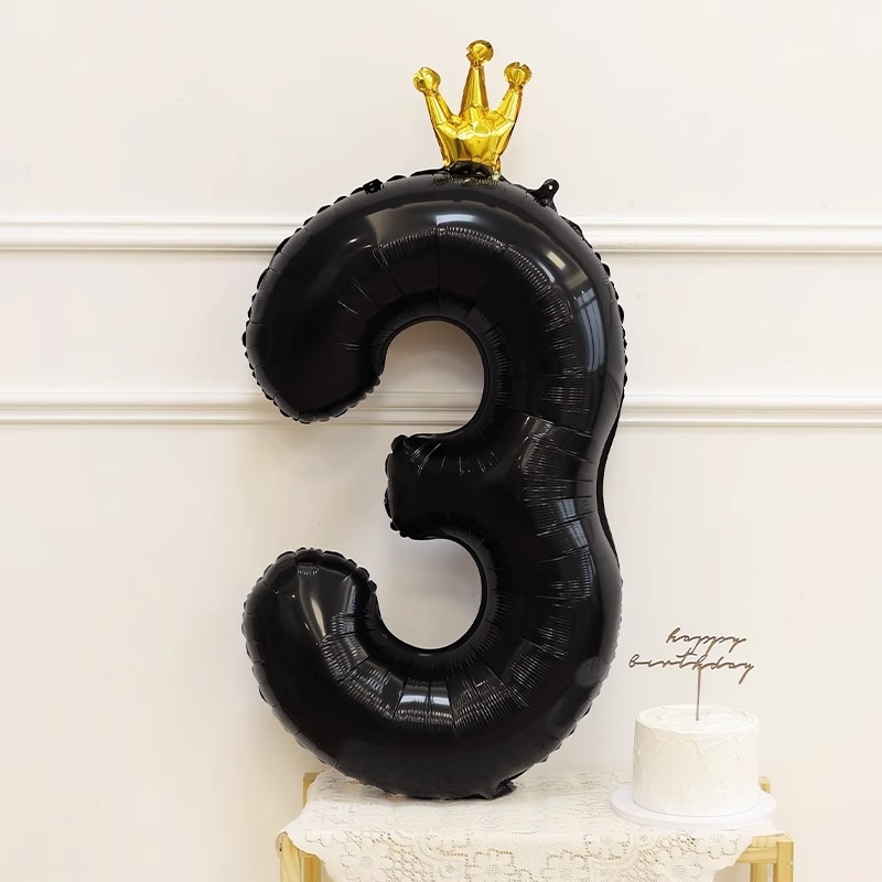 Balon numeric negru din folie de aluminiu, de 40 inch, pentru petreceri de ziua de naștere și sesiuni foto