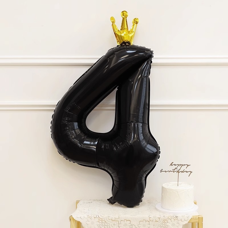 Balon numeric negru din folie de aluminiu, de 40 inch, pentru petreceri de ziua de naștere și sesiuni foto