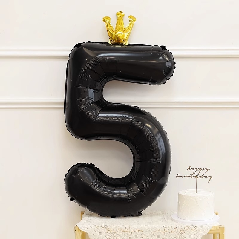 Balon numeric negru din folie de aluminiu, de 40 inch, pentru petreceri de ziua de naștere și sesiuni foto
