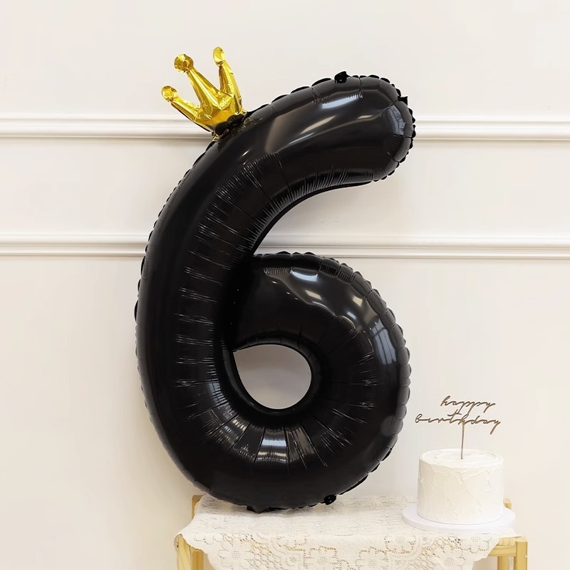 Balon numeric negru din folie de aluminiu, de 40 inch, pentru petreceri de ziua de naștere și sesiuni foto