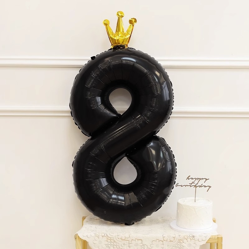 Balon numeric negru din folie de aluminiu, de 40 inch, pentru petreceri de ziua de naștere și sesiuni foto