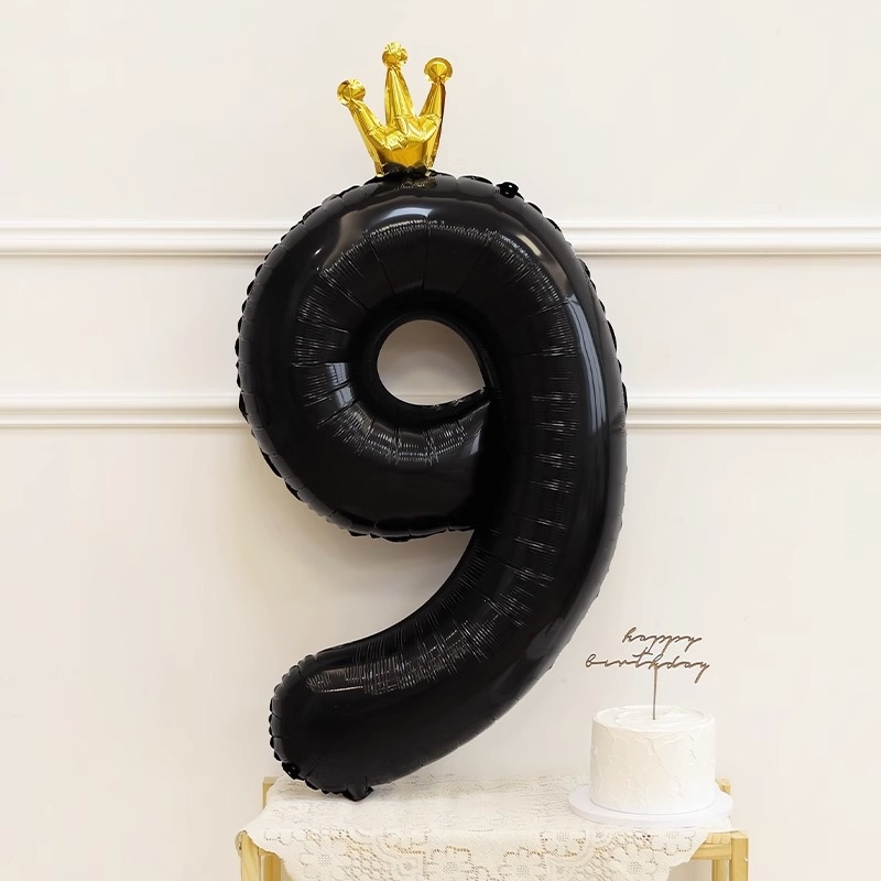 Balon numeric negru din folie de aluminiu, de 40 inch, pentru petreceri de ziua de naștere și sesiuni foto