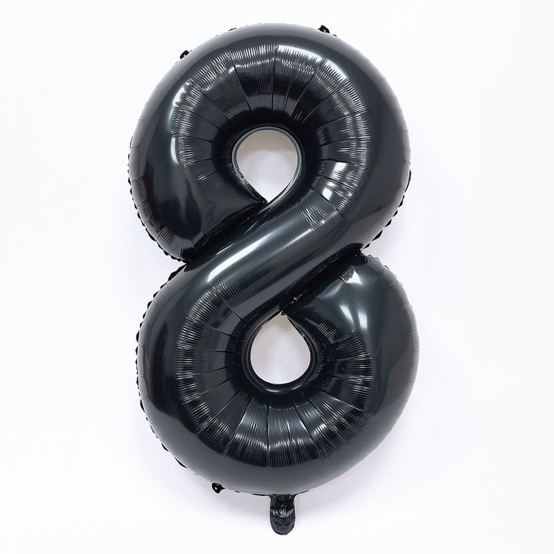 Balon numeric negru din folie de aluminiu, de 40 inch, pentru petreceri de ziua de naștere și sesiuni foto