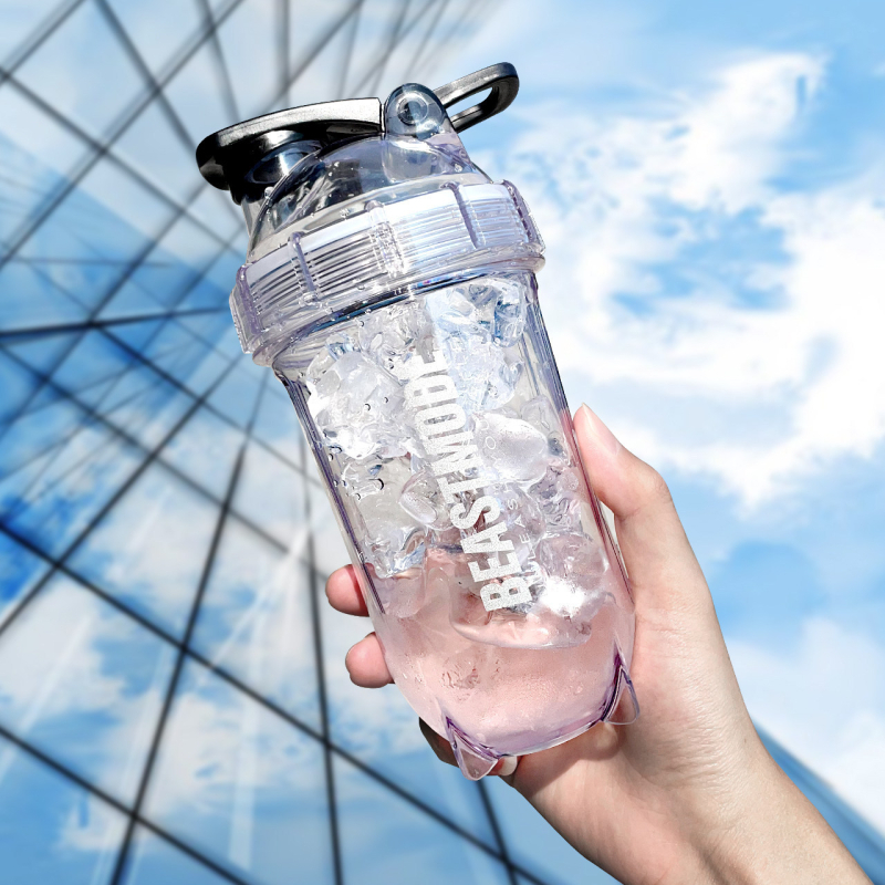 Fitnesz shaker pohár, hőálló fehérje shaker, tejshake keverő és vízkeverő, nyári használatra