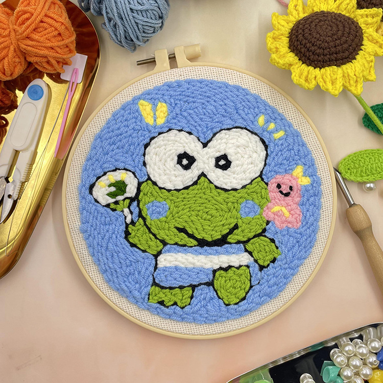 DIY hímzőkészlet tűvel – rajzfilmfigura motívumok diákoknak, medál dekoráció