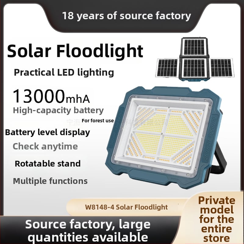 LED vanjski floodlight s tri solarne ploče, baterija velike kapacitete i dugi radni vijek, s kukom