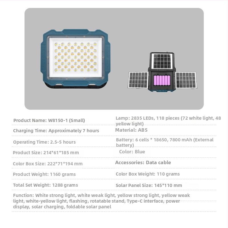 LED vanjski floodlight s tri solarne ploče, baterija velike kapacitete i dugi radni vijek, s kukom