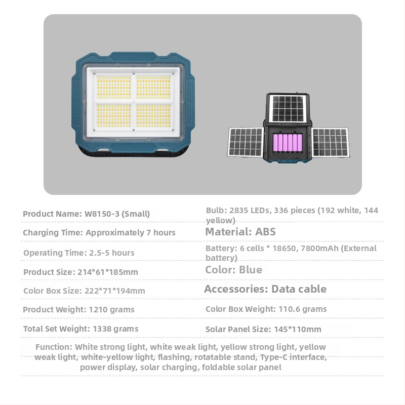 LED vanjski floodlight s tri solarne ploče, baterija velike kapacitete i dugi radni vijek, s kukom