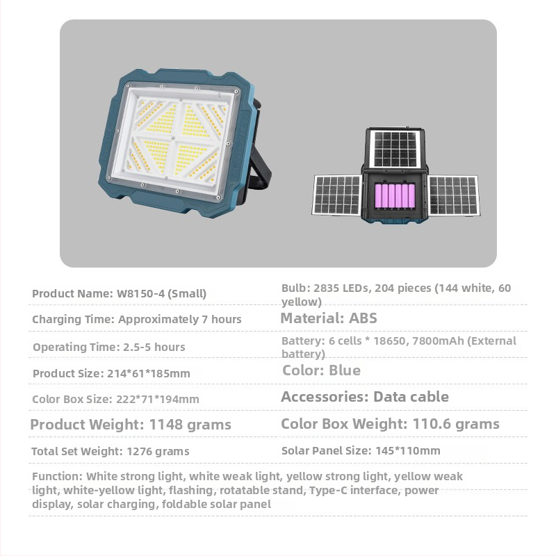 LED vanjski floodlight s tri solarne ploče, baterija velike kapacitete i dugi radni vijek, s kukom