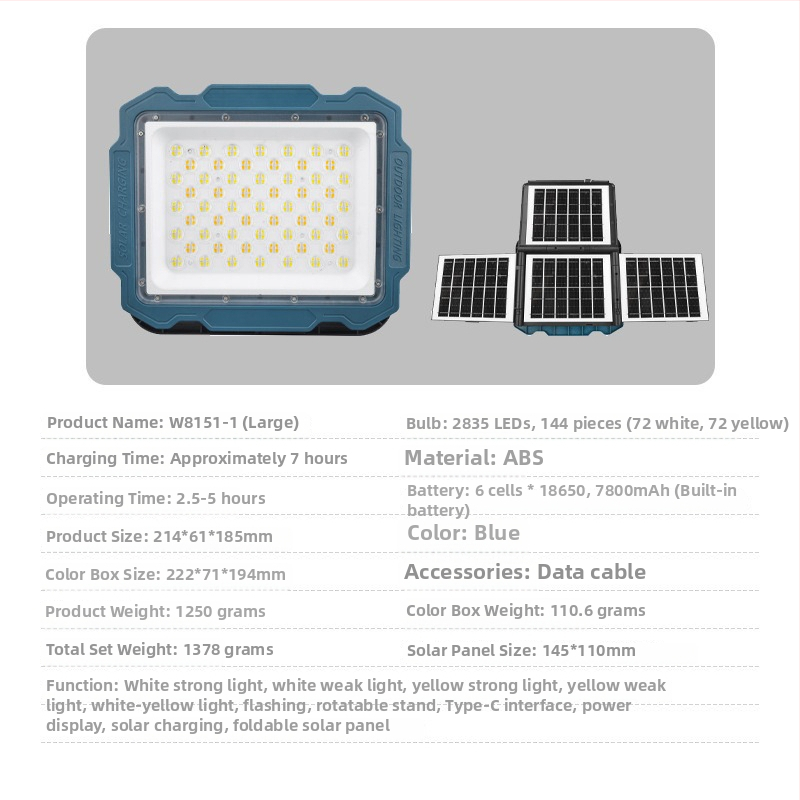 LED vanjski floodlight s tri solarne ploče, baterija velike kapacitete i dugi radni vijek, s kukom