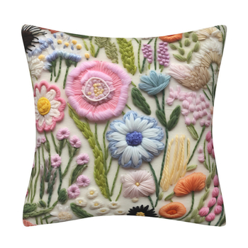 Lanena navlaka za jastuk s 3D imitacijom broderije i cvjetnim uzorkom, digitalni tisak, dekor za kauč.