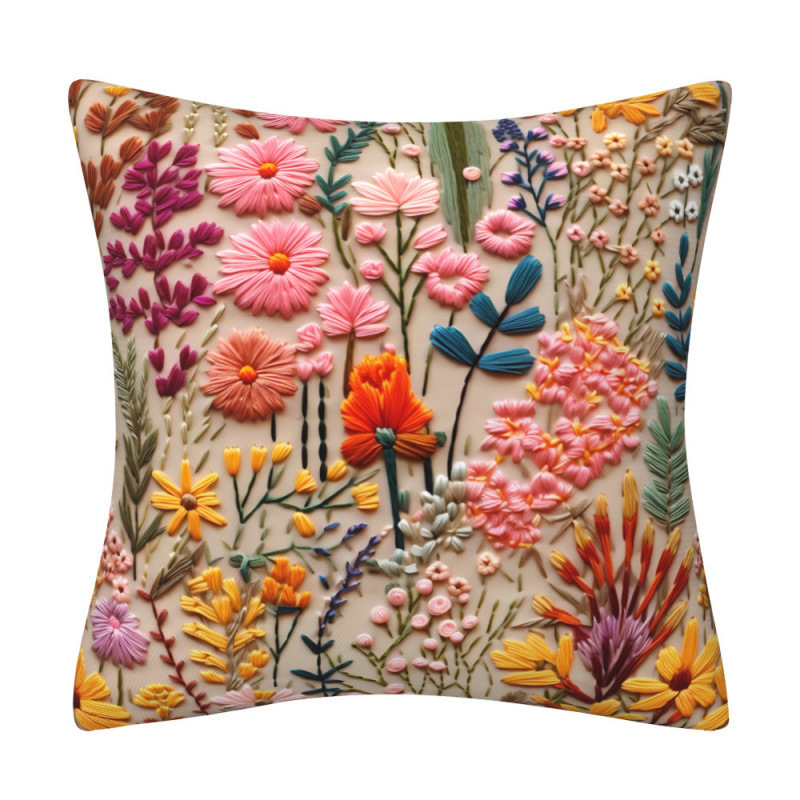 Lanena navlaka za jastuk s 3D imitacijom broderije i cvjetnim uzorkom, digitalni tisak, dekor za kauč.